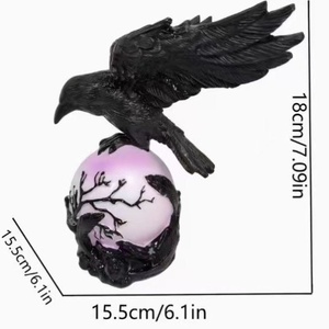 โคมไฟตั้งโต๊ะรูปอีกาเรซิ่นสไตล์โกธิคยุโรป ยี่ห้อ Raven's Moonlight แสง LED 2700K สีขาวนวล สำหรับห้องนอน ขั้วหลอด E26 - Product Image 5