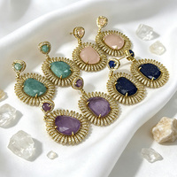 Boucles d'oreilles pendantes faites à la main en pierres précieuses naturelles, bijoux en cristal pour fête, cadeau, mariage, anniversaire