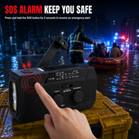 Mini radio de voyage d'urgence ultralégère de poche à manivelle solaire avec batterie 5000 mAh, prévisions météo NOAA, sirène SOS et lampe torche