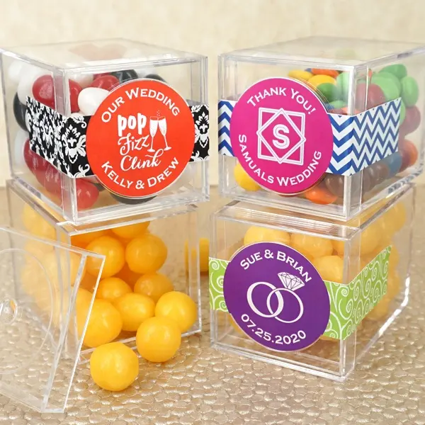الجملة مربع الاكريليك تخزين مكعب صغير حلوى لصالح صندوق شفاف من الأكريليك مع غطاء