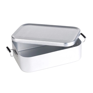 Cắm trại & đi bộ đường dài nhôm Hộp Ăn Trưa với màu đen gấp xử lý hình chữ nhật Bạc lộn xộn tin cho dã ngoại & Cuộc phiêu lưu ngoài trời - Product Image 3