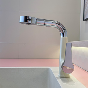 Pull-out Basin Faucet Single Handle Ceramic Valve Core Deck <b>Mounted</b> For Bathroom Sink - Product Image 1
