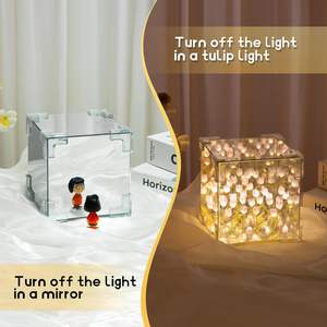 Lámpara de Noche de Tulipanes Hecha a Mano para el Día de la Madre, Luz LED Blanca Cálida, Espejo Acrílico, Alimentación USB, para Dormitorio - Product Image 4