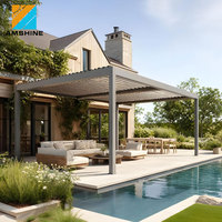 Gazebo Bioclimático de Aluminio de Lujo con Techo de Láminas Motorizadas, Pérgola Impermeable para Jardín, Balcón, Patio Trasero