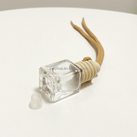 Diffuseur de parfum de voiture personnalisé en verre transparent de 5 ml avec bouchon en bois à vis, forme carrée, anti-fuite, désodorisant pour la peau