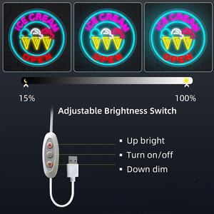 Letrero Luminoso LED de Neón con Forma de Helado, Alimentado por USB, para Negocios, Restaurantes, Bares, Dormitorios de Niñas, Cafeterías y Heladerías - Product Image 4