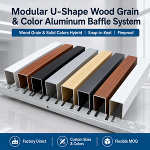 Panel Metálico Modular en Forma de U con Revestimiento de Aluminio para Techo, Diseño de Madera, Resistente al Fuego, Sistema de Encaje Rápido - Product Image 1