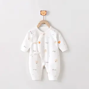 Wholesale Long Sleeve Print Baby Luxury Organic Cotton Baby Pajamas Christmas Cotton Rompers Jumpsuit Unisex Baby Clothes