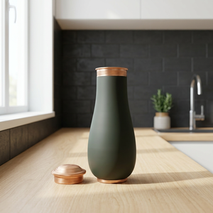 Premium Matte Emerald Green Pure Copper Bedside Carafe Jar 1500ml Powder Coated Forest Green Pot Luxury Wellness Metal Drinkware - Product Image 2