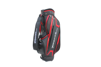 Sac de golf multi-compartiments avec fermeture éclair PU 9,5x35 pouces en noir et rouge pour hommes