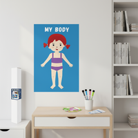 Autocollant mural éducatif sur le corps humain, amovible, écologique, imperméable, tableau blanc interactif, design Art Déco, réutilisable pour l'éducation précoce