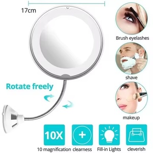 10X katlanabilir LED ışık makyaj masası aynası rotasyon seyahat ev soyunma tablo aksesuarları katlanabilir banyo Vanity aydınlatma - Product Image 2