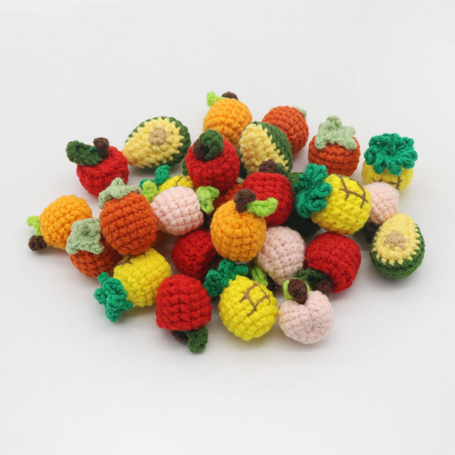 Handmade Mini Crochet Cute DIY Fruit Vegetable Hair Clips Ties Small Brooch Decorative Accessories