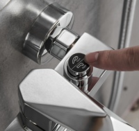 Robinet de bain thermostatique monocommande eau chaude/froide avec compteur, corps en laiton, fixation murale, finition chromée, garantie 1 an