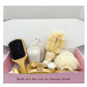 Keluaran baru disesuaikan 9 buah Set mandi kayu pengelupasan Set Pembersih Tubuh mandi Scrub Loofah alami untuk penggunaan rumah dan perjalanan - Product Image 3