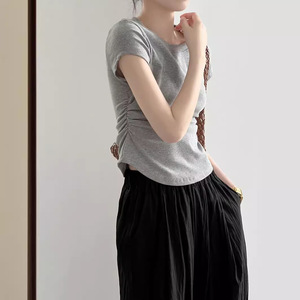 T-Shirt estiva bianca bianca in cotone organico 100% all'ingrosso per le <span class=keywords><strong>magliette</strong></span> delle ragazze - Product Image 3