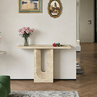 Table console murale en marbre travertin naturel style Wabi-sabi, artistique et créative, rétro français, étroite et longue, pour salon