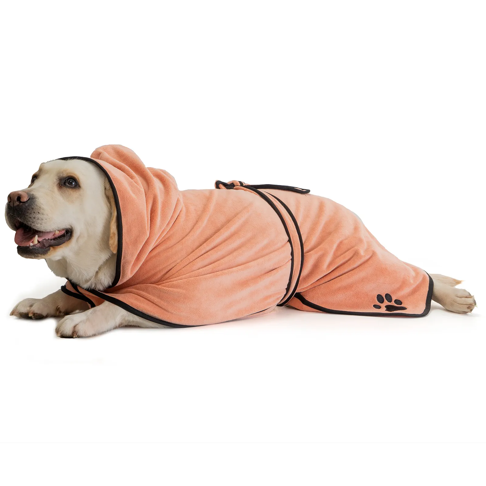 カスタムロゴ製造マイクロファイバーコットンタオル超吸収性ペット乾燥コートバスローブ犬用バスローブフード付き犬用