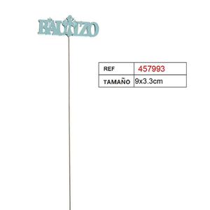 Pincho con Letra Bautizo 9x3.3cm para Decoración de Tartas - Product Image 1