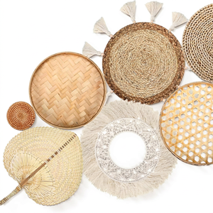 Cestas colgantes de pared redondas de paja para el hogar, cestas de gran tamaño para decoración del hogar, hecho a mano, 9 unidades - Product Image 1