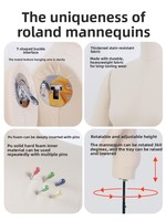 Maniquí de medio cuerpo para mujer Roland, talla europea y americana, corte 3D, para confección de patrones de ropa de talla grande