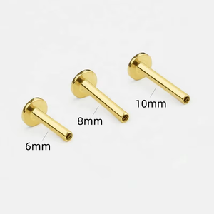 Lotus ASTM F136 Titane à filetage interne, clou labret serti d'opale, 16G, pour piercing lèvre, tragus, hélix, méduse, bijoux 24K - Product Image 5