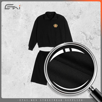 1/4 Zip up pakaian olahraga Sweatsuit Mock leher Sweatshirt celana pendek Streetwear ditumpuk kustom musim gugur untuk pria
