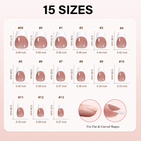 Uñas postizas extra cortas, cuadradas, ovaladas, con punta francesa nude, preaplicadas, con pegamento o clip, para manicura.