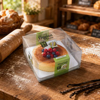 Boîte à pâtisserie jetable carrée transparente, écologique, à usage unique, de qualité alimentaire, pour sandwichs, pizzas, pains, emballage plat pour économiser sur les frais de livraison