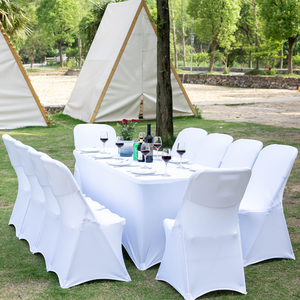 6ft fácil de limpar portátil ao ar livre mobiliário partido evento centro dobrável na metade branca longa HDPE plástico dobrável mesa - Product Image 1