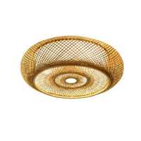 Lampe de plafond ronde en bambou tissé minimaliste moderne, d'inspiration zen, pour salon, restaurant