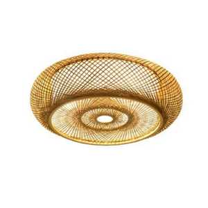 Lampe <span class=keywords><strong>de</strong></span> plafond ronde en bambou tissé minimaliste moderne, d'inspiration <span class=keywords><strong>zen</strong></span>, pour salon, restaurant - Product Image 4