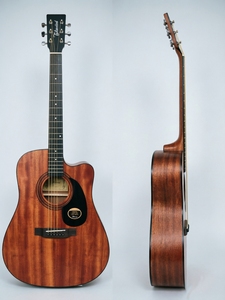 <span class=keywords><strong>Guitare</strong></span> acoustique folk cutaway de 41 pouces, entièrement en contreplaqué d'acajou, finition laquée mate grain de bois naturel, personnalisation du logo possible - Product Image 2