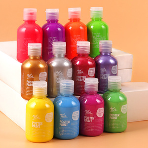 Brillante Metallizzato <span class=keywords><strong>colori</strong></span> Fluorescenti liquido Gouache vernice set <span class=keywords><strong>Lavabile</strong></span> gouache Dito pigmento vernice per il bambino - Product Image 2
