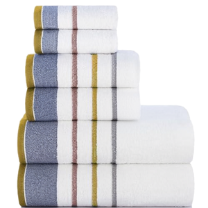 Juego de Toallas Casa Copenhagen White Bay, 600 GSM, Algodón Egipcio, Rayas, Sin Torsión, 6 Piezas, 2 Toallas de Baño, 2 Toallas de Mano, 2 Toallitas Faciales, Gris Carbón - Product Image 1