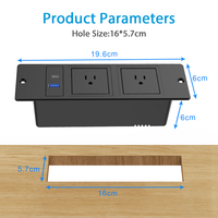 Multiprise de bureau encastrable de haute qualité avec ports USB-C 20W, courant nominal 15A, 125V, pour conférence