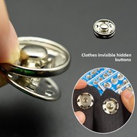 2 boutons-pression invisibles en métal noir et argent pour chemises, vêtements, accessoires de couture en stock