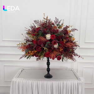 LEDA อุปกรณ์จัดงานแต่งงาน ลูกบอลดอกไม้สีแดงขนาดใหญ่ 80 ซม. ช่อดอกไม้ประดิษฐ์จากผ้าไหม สำหรับตกแต่งงานแต่งงานและงานอีเว้นท์ - Product Image 2