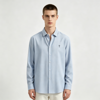 Chemise habillée à manches longues pour homme, à rayures verticales, infroissable, avec broderie de motif, polyvalente pour le bureau, vente en gros
