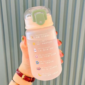 Cute Water Bottle For Girls With Straw 500Ml Portable Mug Cherry Blossom Pink Grapefruit Pink Back To School Kids Drinkware - Product Image 1