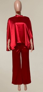 Conjunto de 2 Piezas Casual para Mujer, Camiseta de Satén con Mangas Murciélago y Pantalones Anchos a la Moda - Product Image 5