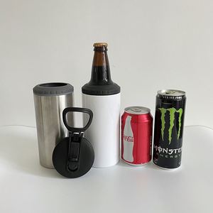 12Oz 4-In-1 & Coolers Vacuum Insulated Bottle Double <b>Lid</b> Sublimation Can Cooler - Product Image 1