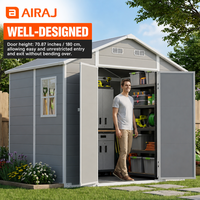 Abri de jardin AIRAJ en résine imperméable, maison de rangement pour outils en plastique d'extérieur avec fenêtre pour jardin et cour arrière