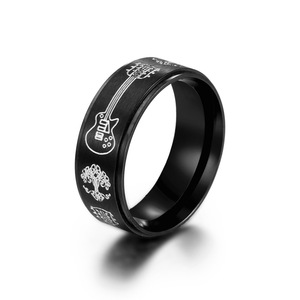 Anillo de guitarra de acero inoxidable para hombre, diseño de árbol de la vida, color negro, azul y dorado, regalo de joyería de moda SA1131 - Product Image 3
