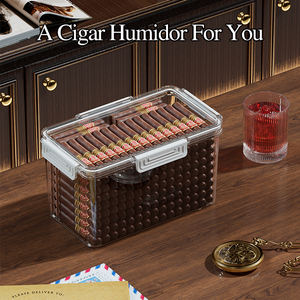 Scatola di sigari a umidità costante dorata Zhanggong sigillata organizzatore di sigari portatili di grande capacità - Product Image 3