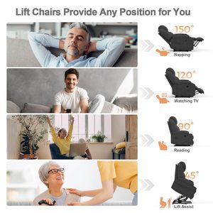 <span class=keywords><strong>Fauteuil</strong></span> inclinable électrique médical à double moteur, grande taille, gris foncé, avec porte-gobelets et chargeur USB, pour personnes âgées - Product Image 2
