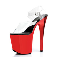 Chaussures de pole dance sexy à plateforme brillante électro-plaquée, chaussures pour travestis, talons ultra hauts de 20 cm (8 pouces) pour les performances en boîte de nuit