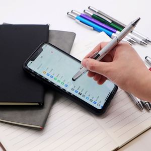 Stylo exécutif en plastique à clipser, 6 outils en 1, personnalisable avec logo, règle, rapporteur, souvenir d'entreprise, rechargeable - Product Image 3
