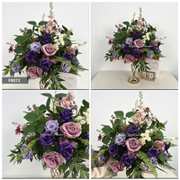 Arrangement floral artificiel haut de gamme pour événements en extérieur, grande composition florale artificielle rose vif et rouge de 50 cm pour banquets