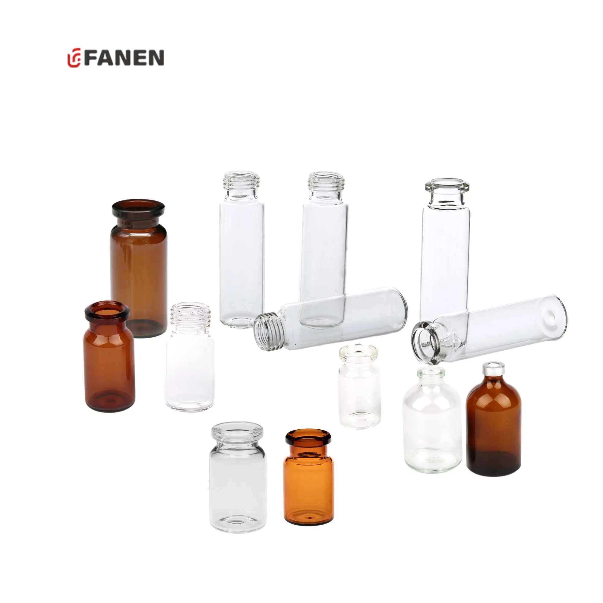 Fanen20mlガラス琥珀色化学実験室ヘッドスペースサンプルバイアルHPLCサンプルコレクションバイアル